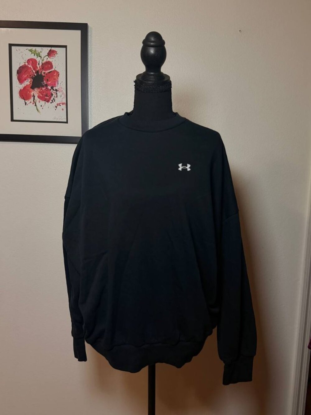 Under Armour Black Crewneck Sweatshirt Oversized Streetwear L
